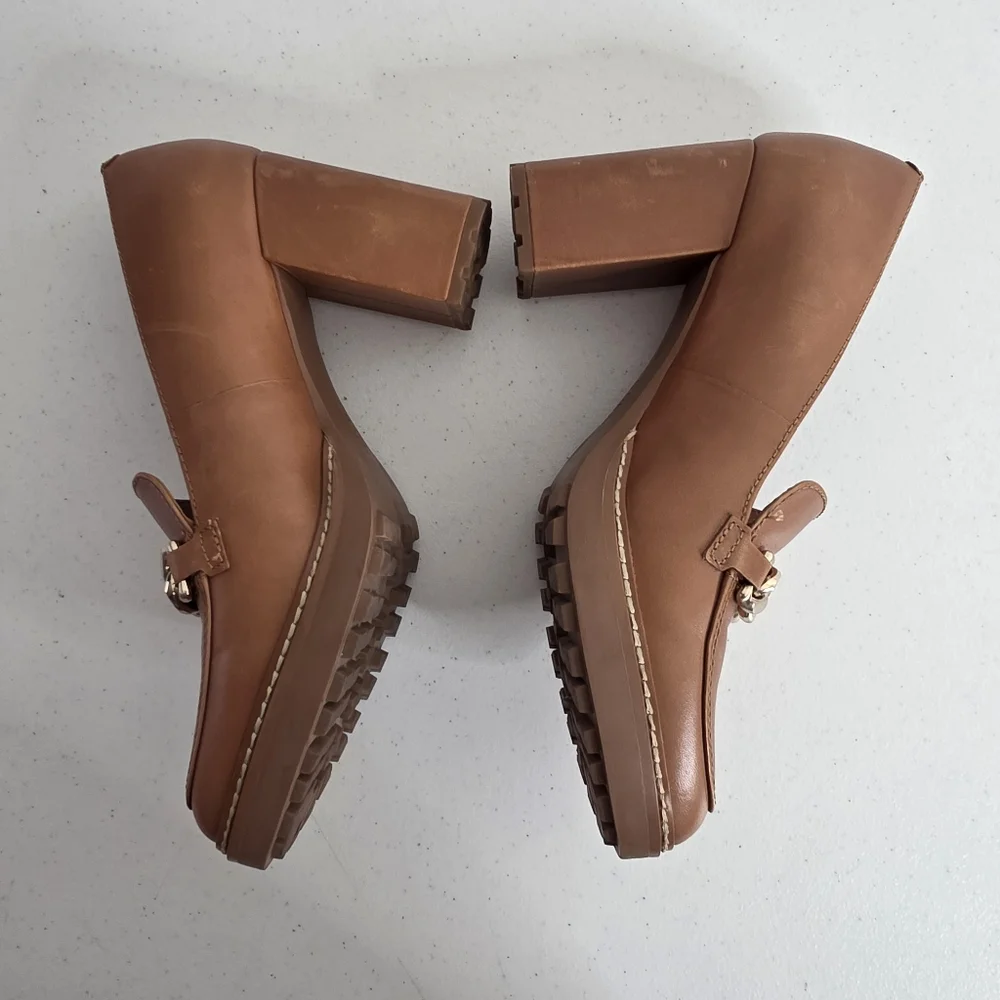 Naturalizer Callie-Moc Leather Loafers Size 8 High Heel Lug Sole Slip-on Shoes - Picture 5 of 16